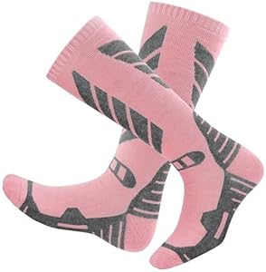 Merino Wool Ski Socks - 2 Pairs Knee High Skiing Socks, Winter Warm Snowboard Thermal Socks Wanchel