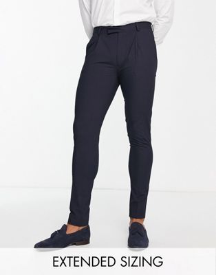 Темно-синие эластичные супероблегающие костюмные брюки из ткани премиум-класса Noak 'Camden' Noak