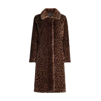 Faux-Fur Leopard-Print Coat Donna Karan New York
