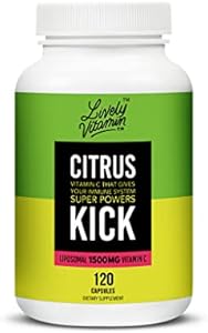 LIVELY VITAMIN CO. Citrus Kick - Liposomal Vitamin C - Sunflower Lecithin - Immune Function - Highly Absorbable - Collagen Synthesis - Eye Health Immunity - Gluten Dairy Soy Free - 120 Capsules LIVELY VITAMIN CO