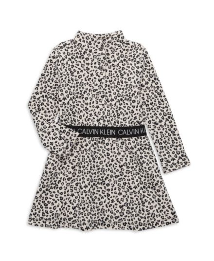 Платье трапеции с леопардовым принтом для маленьких девочек Calvin Klein