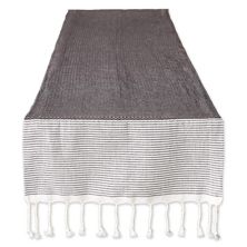 15&#34; x 108&#34; Black and White Bordered Table Runner Contemporary Home Living