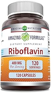 Amazing Formulas Riboflavin 400mg 120 Capsules (Капсулы) Dietary Supplement | Non-GMO | Gluten Free | Made in USA Amazing Nutrition