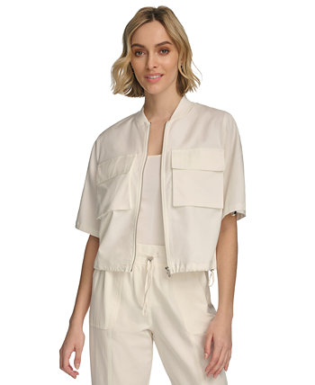 Women's Cropped Cotton Bomber Jacket Calvin Klein