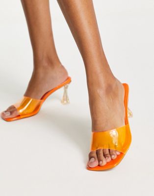 Оранжевые босоножки без задника на среднем каблуке Simmi London SIMMI Shoes