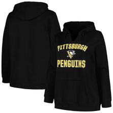 Women's Profile Black Pittsburgh Penguins Plus Size Arch Over Logo Pullover Hoodie Profile
