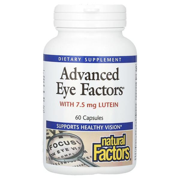 Advanced Eye Factors, Формула для глаз - 7.5 мг лютеина - 60 капсул - Natural Factors Natural Factors