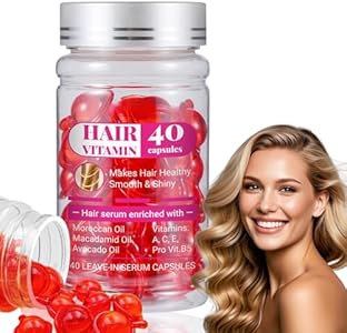 Hair Vitamin Capsules - 40 Leave-in Serum Capsules Enriched with Moroccan Oil, Macadamia Oil, Vitamins A, C, E & Pro Vitamin B5 - for Healthy, Smooth & Shiny Hair (1PC) Generic