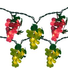 5-Count Red and Green Grape Cluster String Light Set  8ft Brown Wire Christmas Central