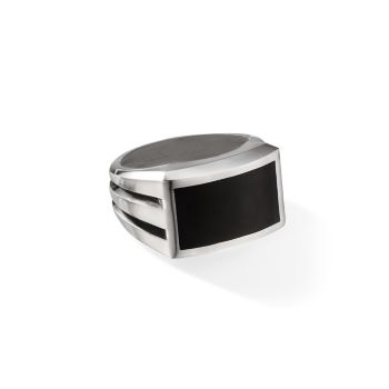 Стерлинговое серебро со скошенной кромкой Streamline & amp; Кольцо с печаткой из черного оникса David Yurman