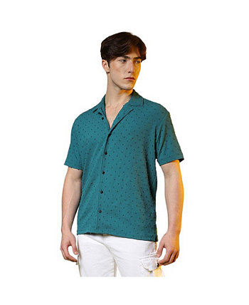 Men's Teal Green Self-Design Pom-Pom Shirt Campus Sutra