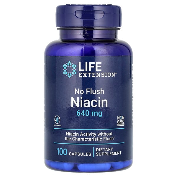 Ниацин без покраснения - 640 мг - 100 капсул - Life Extension Life Extension