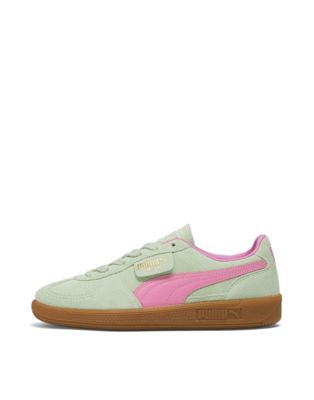 PUMA Palermo sneakers with gum sole in pink and light green PUMA
