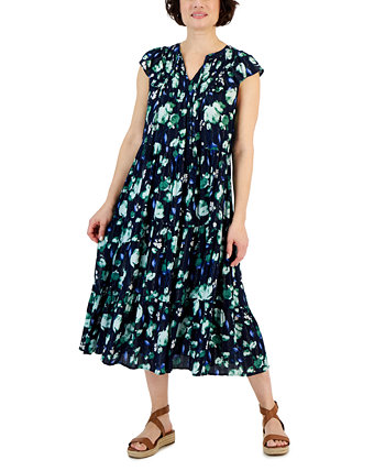 Женское платье с принтом и оборками от Style & Co, созданное для Macy's Style & Co
