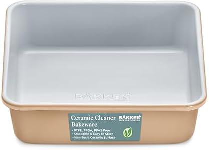 BAKKENMASTER Square Cake Pan - Aluminized Steel, Ceramic Non-Stick Coating, Non-Toxic, Ideal Size, Heavy-Duty, Elevate Your Baking with Durability and Style! Bakken- Swiss