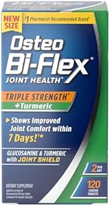 Osteo Bi-Flex Glucosamine Triple Strength Plus Turmeric Supplement with Curcumin for Joint Support and Range of Motion, 60 Day Supply, 120 Coated Tablets (Таблетки с покрытием), Joint Health Nutritional Supplements Osteo Bi-Flex