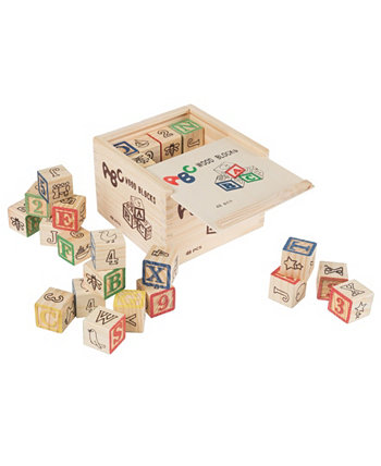 Эй, поиграй в Abc и 123 деревянных кубика — набор блоков для изучения букв и цифр алфавита Trademark Global