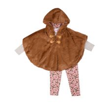 Пончо из искусственного меха, футболка с длинным рукавом и леггинсы с цветочным принтом для малышей для девочек Little Lass Little Lass