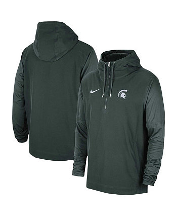 Мужская зеленая куртка Michigan State Spartans 2023 Coach с капюшоном и молнией до половины Nike