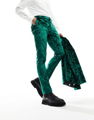 Зеленые бархатные костюмные брюки Twisted Tailor Buteer Crush Twisted Tailor