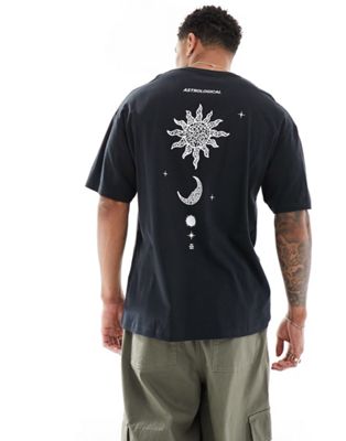 Jack & Jones oversized T-shirt with sun & moon back print in black  Jack & Jones
