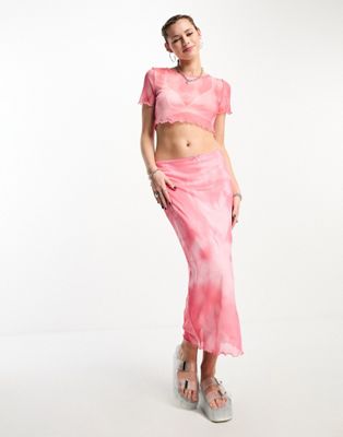 Розовая сетчатая юбка макси Noisy May — часть комплекта Noisy May