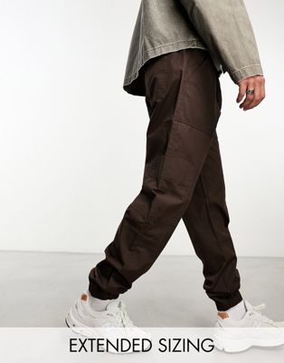 Карго-штаны с потайной резинкой на талии ASOS DESIGN в коричневом цвете для мужчин ASOS DESIGN