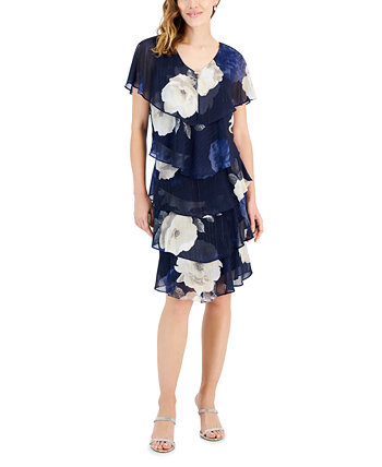 Женское многоуровневое платье-накидка с v-образным вырезом и принтом SL Fashions