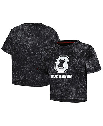 Черная женская укороченная футболка из молочного шелка в винтажном стиле Ohio State Buckeyes Kadyluxe