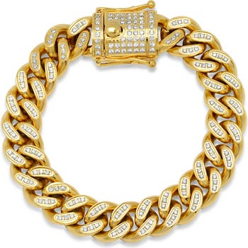 Браслет-цепочка из 18-каратного золота с имитацией бриллиантов из нержавеющей стали HMY Jewelry
