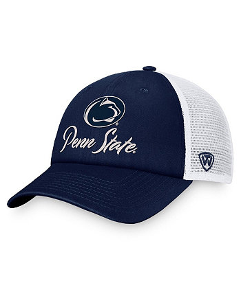 Женская темно-синяя, белая регулируемая шляпа Penn State Nittany Lions Charm Trucker Top of the World