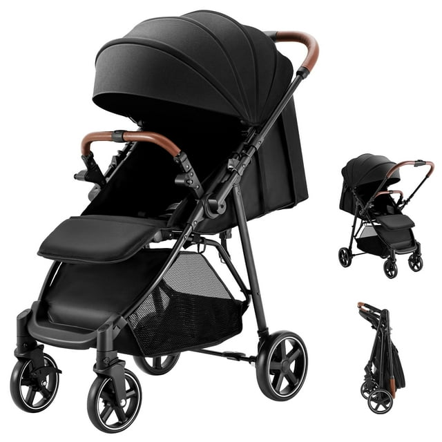 HARPPA Convertible Baby Stroller, Folding Travel Stroller for Newborn to Toddler 0-48 Months, Black HARPPA