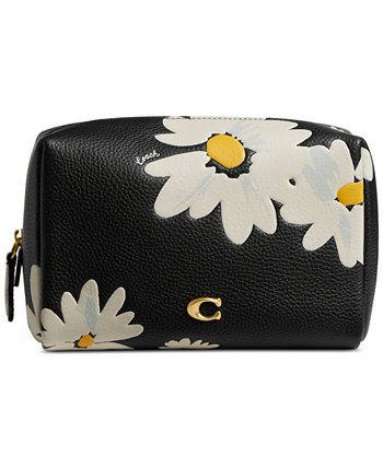 Leather Cosmetic Pouch with Floral Print COACH