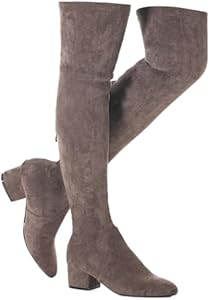 Mtzyoa Thigh High Block Heel Boot Women Pointed Toe Stretch Over The Knee Boots Mtzyoa