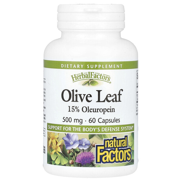 Herbal Factors, Листья оливы, 500 мг, 60 капсул Natural Factors