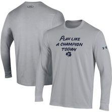 Men's Under Armour Heathered Gray Notre Dame Fighting Irish Play Like A Champion Today Cotton Long Sleeve Performance T-Shirt Under Armour