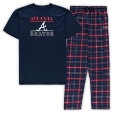 Men's Concepts Sport Navy/Red Atlanta Braves Big & Tall Lodge T-Shirt & Pants Sleep Set Unbranded