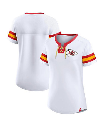 Женская белая футболка Kansas City Chiefs Sunday Best на шнуровке Fanatics