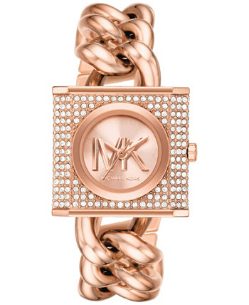 Women's MK Chain Lock Three-Hand Rose Gold-Tone Stainless Steel Watch 25mm Michael Kors