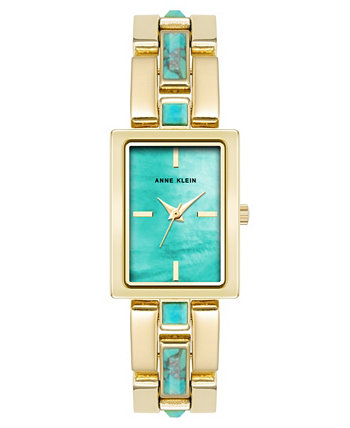 Women's Quartz Gold-Tone Alloy LinkTurquoise Bracelet Watch, 21mm Anne Klein