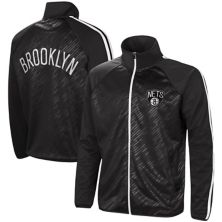 Мужская спортивная куртка G-III Sports by Carl Banks Black Brooklyn Nets Streamline Tricot Raglan с молнией во всю длину G-III