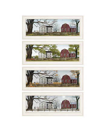 Виньетка из 4 частей для коллекции Four Seasons Collection II от Билли Джейкобса, белая рамка, 21 x 9 дюймов Trendy Décor 4U