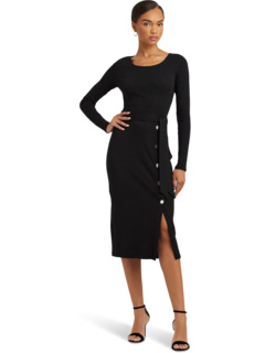 Трикотажное платье в рубчик с поясом LAUREN Ralph Lauren