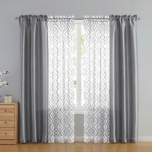 VCNY Home Morgan Geometric Sheer Rod Pocket 4 Window Curtain Panels VCNY HOME