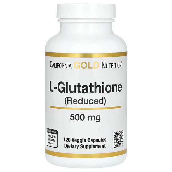 L-Глутатион (Сниженная форма) - 500 мг - 120 вегетарианских капсул - California Gold Nutrition California Gold Nutrition