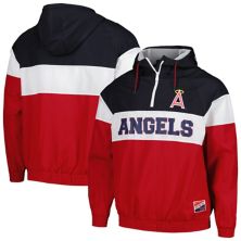 Men's New Era Red Los Angeles Angels Ripstop Raglan Quarter-Zip Hoodie Windbreaker Jacket New Era