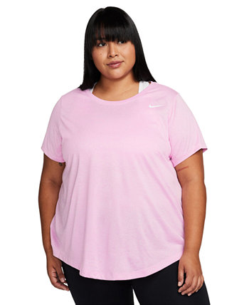 Женская футболка Active Dri-FIT с короткими рукавами и логотипом больших размеров Nike