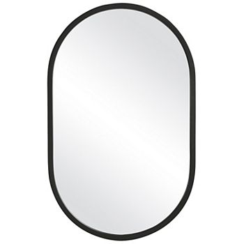 20 Inch Contemporary Style Oblong Shape Mirror, Black Benzara