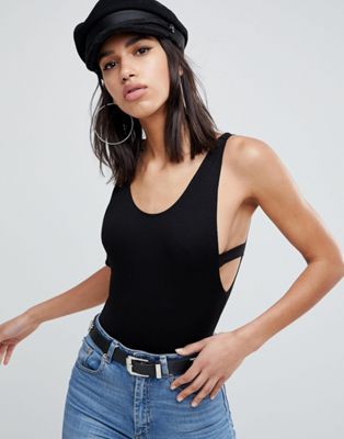 ASOS DESIGN body with high leg and scoop back in black ASOS Weekend Collective