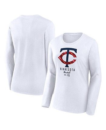 Женская белая футболка с длинным рукавом Minnesota Twins Fanatics
